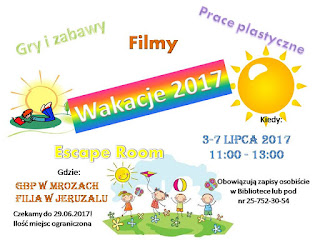 Plakat zapraszający na zajęcia wakacyjne