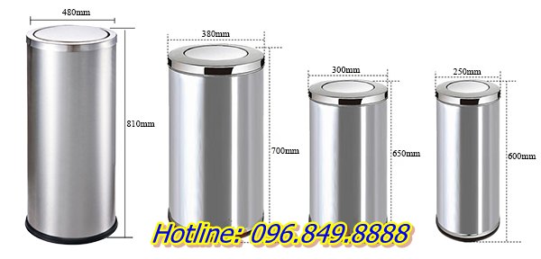 Kích thước thùng rác Inox nắp lật