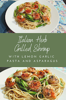 Italian Herb Grilled Shrimp over Lemon Garlic Pasta with Asparagus - light and healthy, quick and easy! #shrimp #grilling #pasta #weeknightmeal