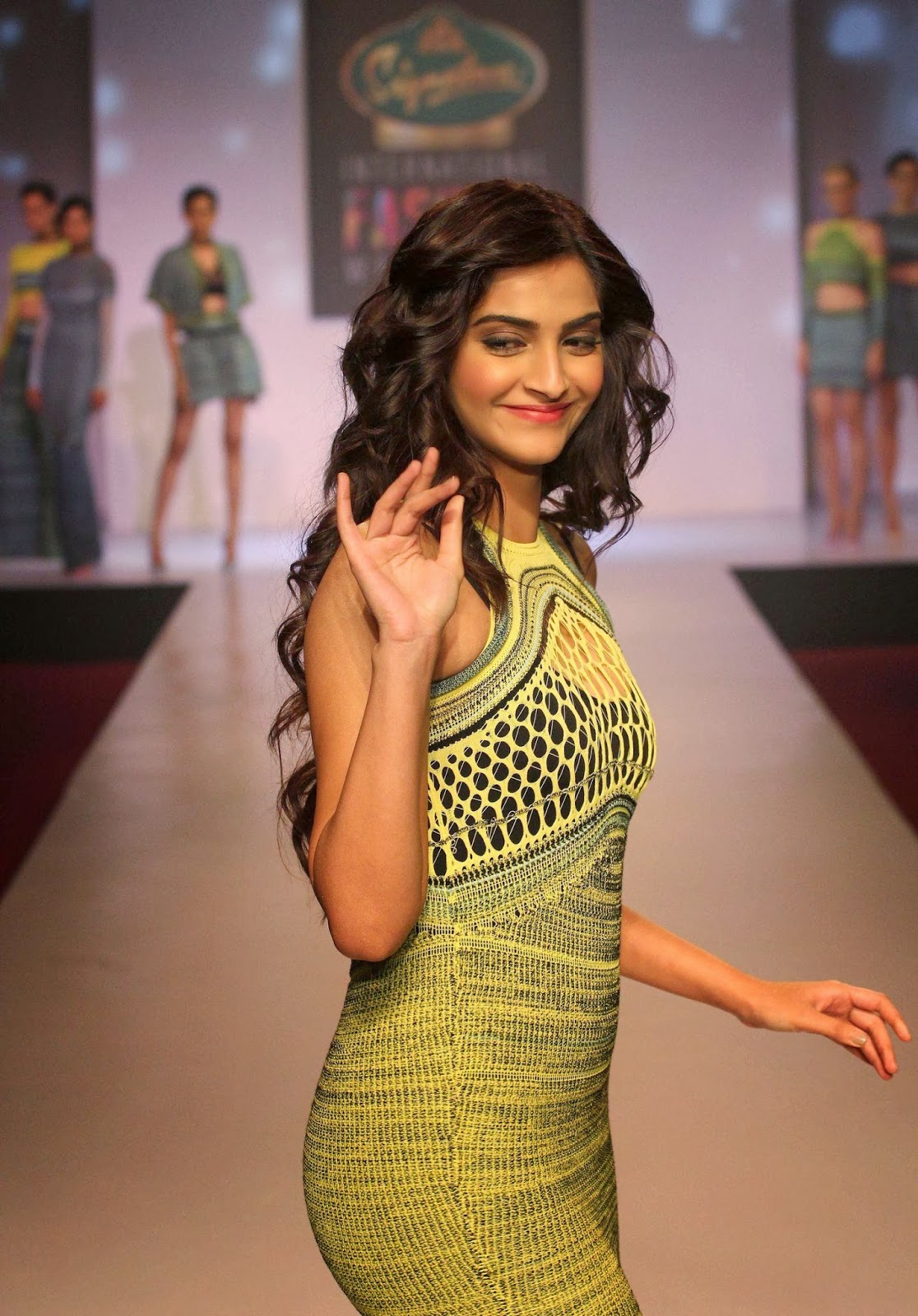 High Quality Bollywood Celebrity Pictures Sonam Kapoor Sexy Cleavage Show In Net Dress At