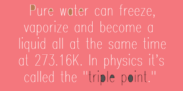 Pure water can freeze, vaporize and become a liquid all at the same time at 273.16K. In physics it's called the "triple point."