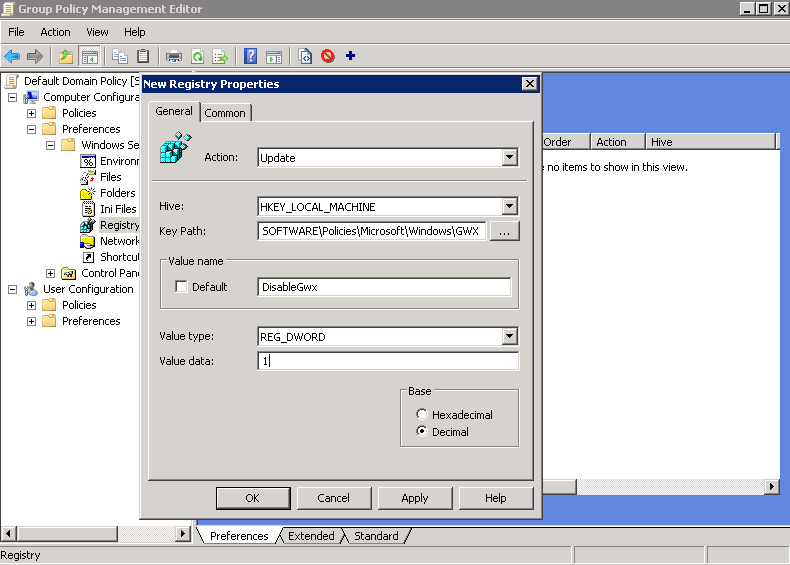 DisableGWX Domain Policy
