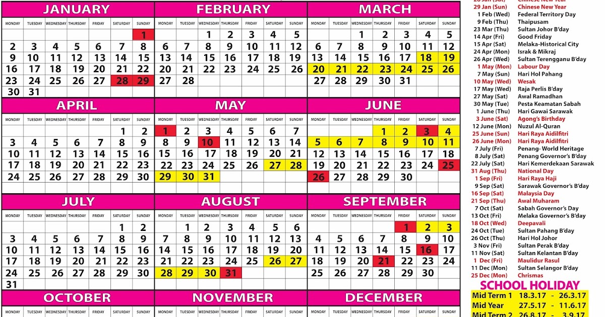 School calendar 2022 malaysia