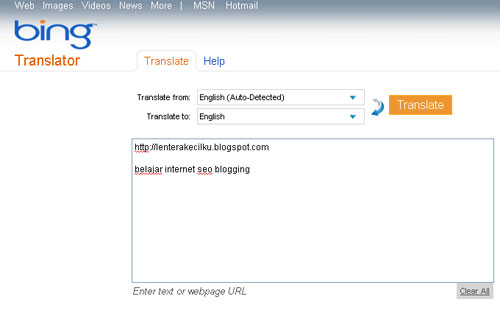 Terjemahan Online Bing Translator