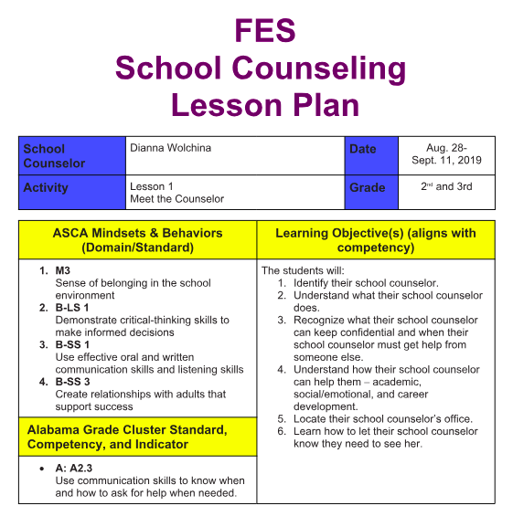 FWES Happy Counselor Meet the Counselor Lesson