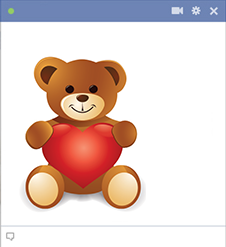 Facebook teddy bear holding heart