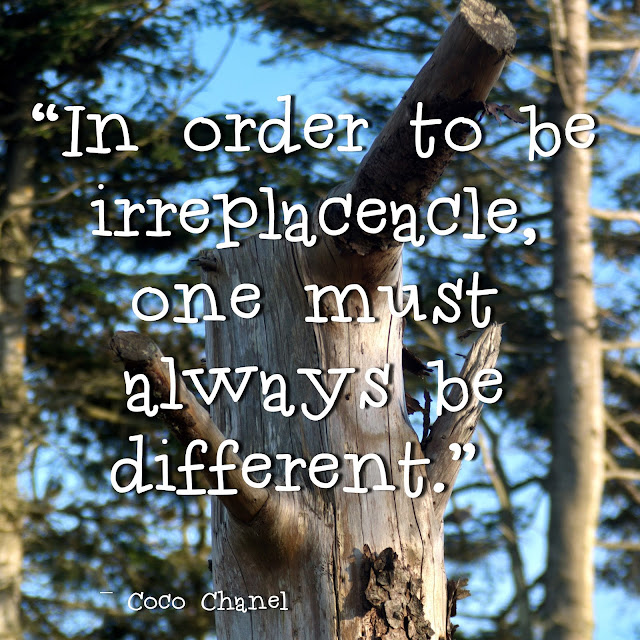 In order to be irreplaceable, onemust always be different. Coco Chanel