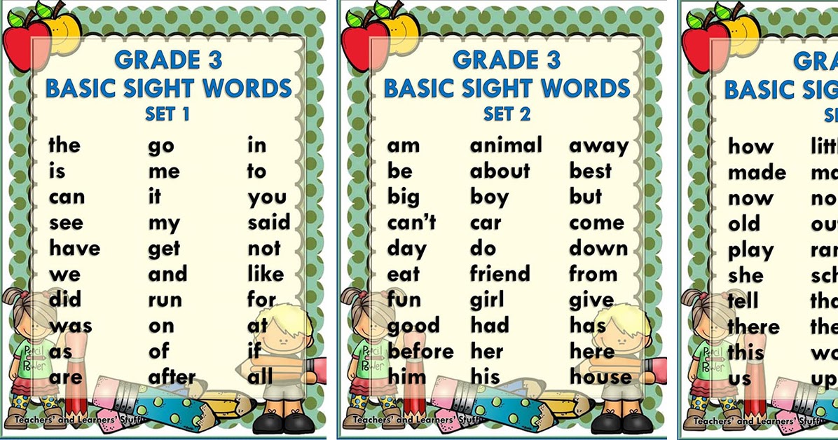 Basic Sight Words For Grade 2