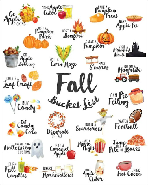 Fall Bucket List (free printable download at Chelsea's Messy Apron) | Nature's INKspirations by Angie McKenzie