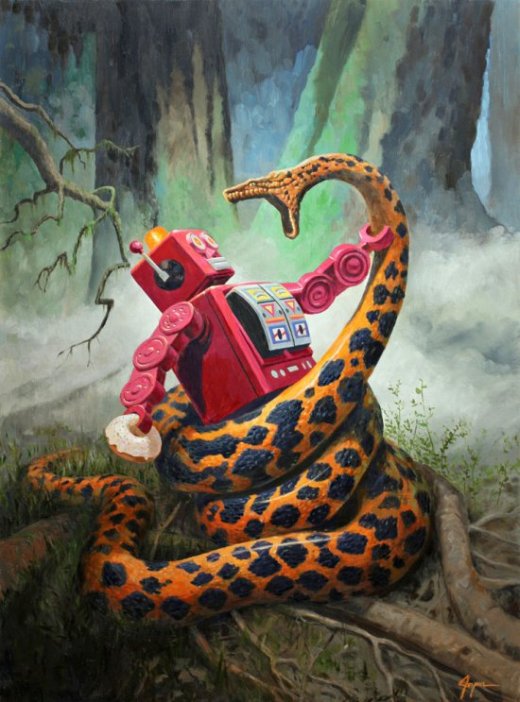 Eric Joyner arte pinturas surreais robôs e donuts rosquinhas