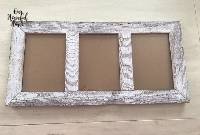 Chalk paint can be used to refresh a rustic wooden picture frame. empty rustic wooden triple picture frame