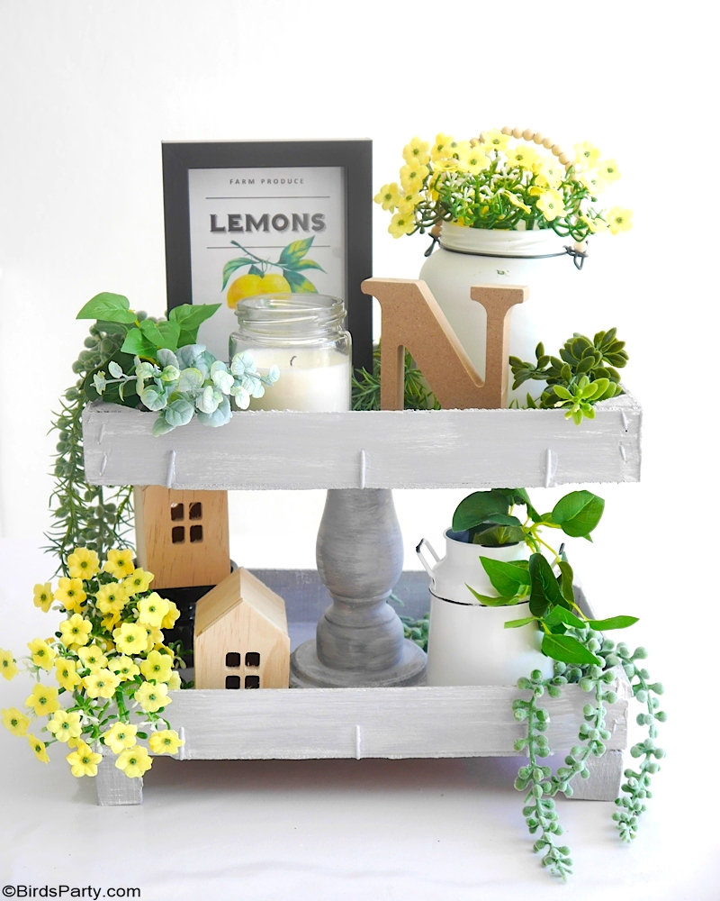 DIY Farmhouse Summer Decor - easy crafts projects and ideas to recycle "trash" into pretty decor for the home and for a summer party table! by BirdsParty.com @birdsparty #diy #farmhouse #homedecor #farmhousedecor #farmhousediy #dollartree #crafts #recycling #recycleddecor