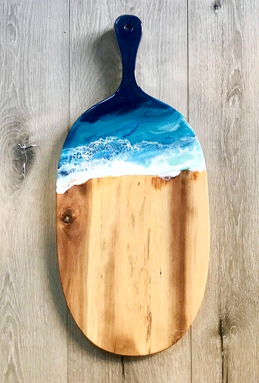 Coastal Ocean Beach Resin Art Cheeseboard Cutting Board