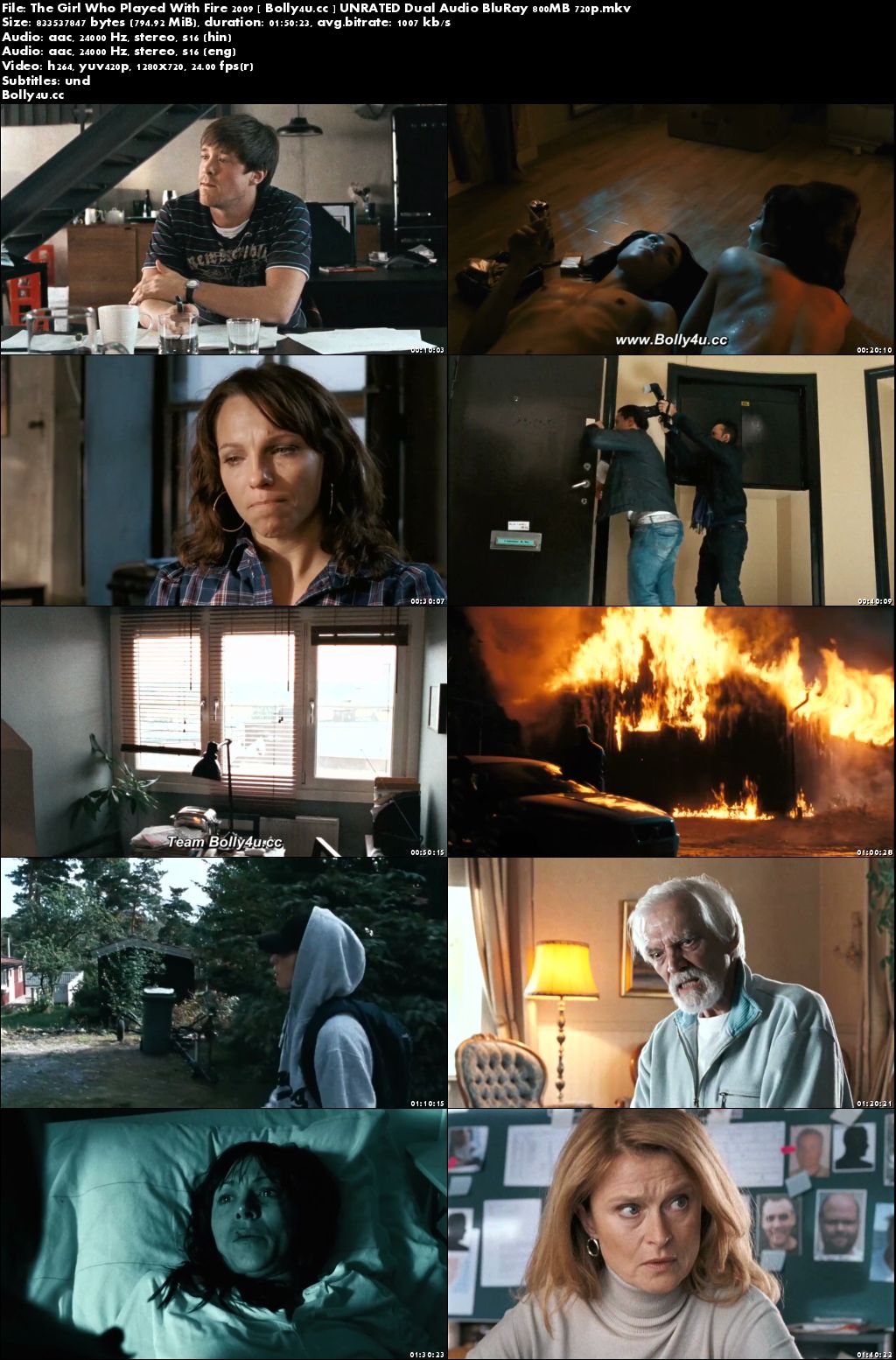 The Girl Who Played With Fire 2009 UNRATED BluRay 800MB Hindi Dual Audio 720p Download