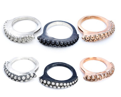 Sterling tentacle stack rings