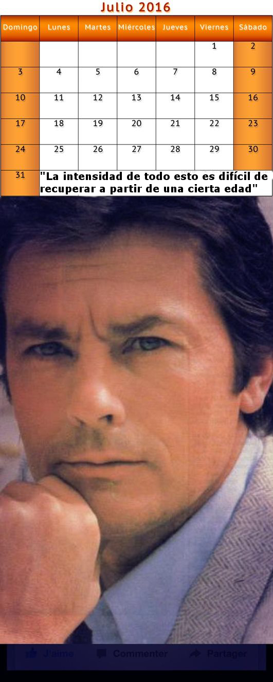 ALAIN DELON CALENDARIO 2016 ALAIN DELON MES X MES Y ANUAL. CALENDRIER