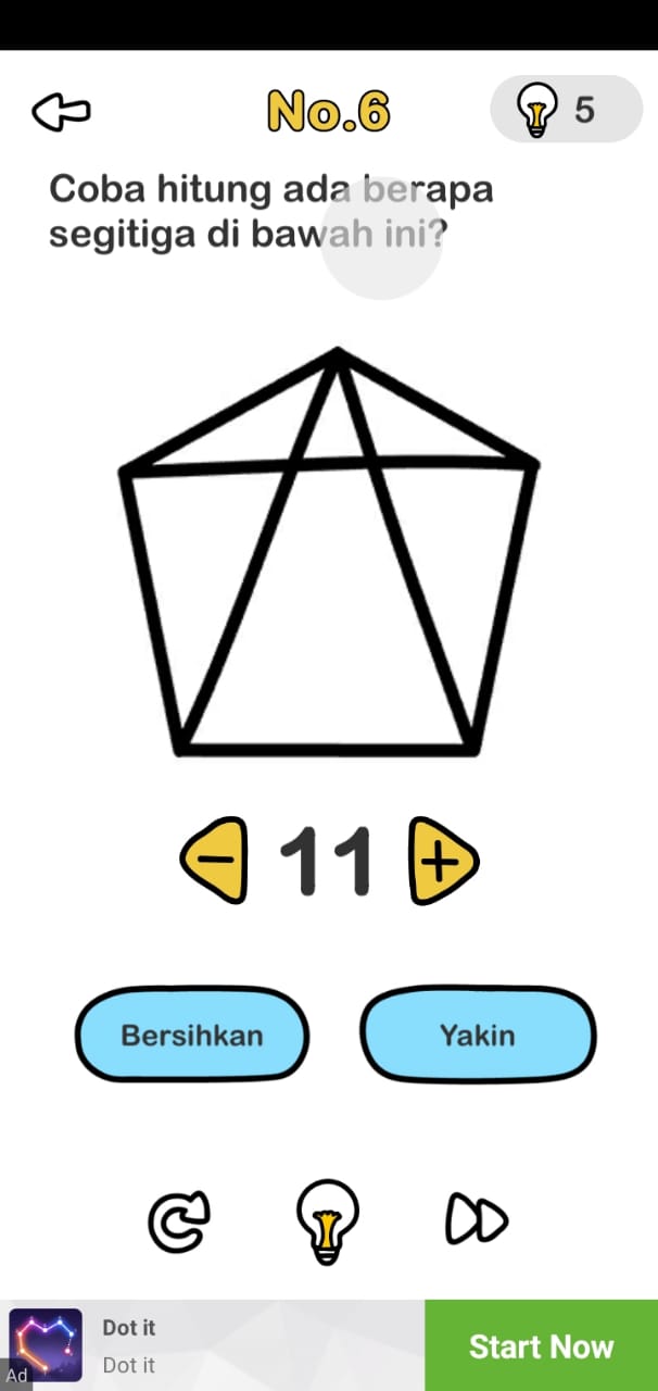 Kunci Jawaban Brain Out Coba Hitung Ada Berapa Segitiga Kami