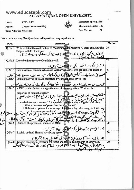 Aiou B Ed Code 6404 Old Papers Aiou B Ed Code 6404 Old Papers