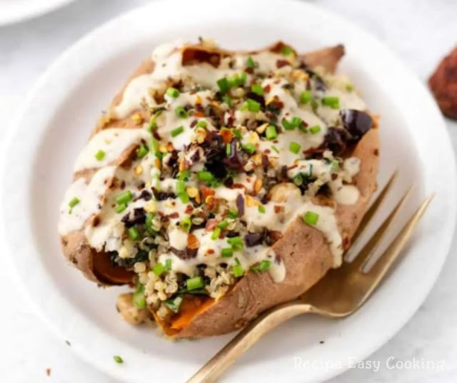 Vegan Sweet Potatoes With Mediterranean Quinoa