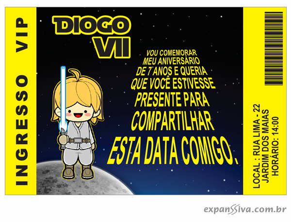 Convites de Aniversário do Star Wars BEBE