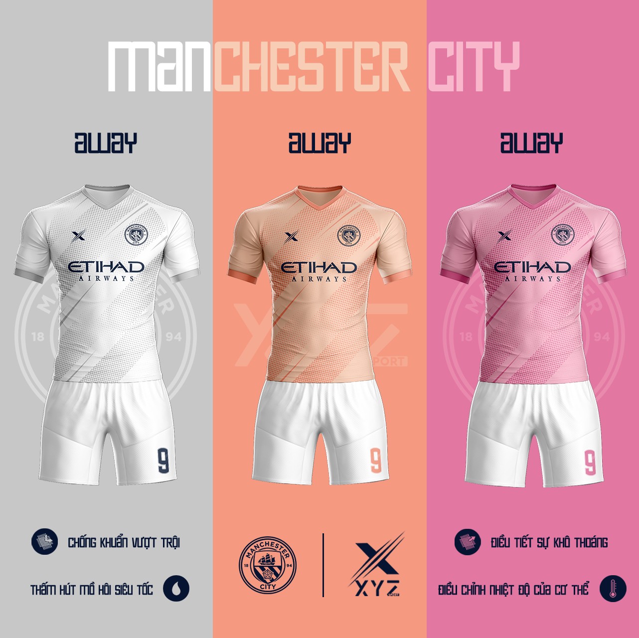 Áo Đấu Bóng Đá Man City Tự Thiết Kế Đẹp Và Độc - Mã Mc02 - Xyz Sport