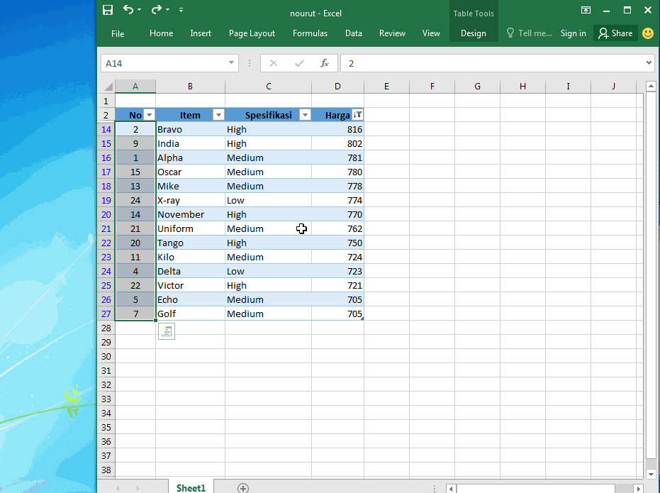 Cara Mengurutkan Nomor di Excel dengan Rumus Subtotal