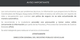 Direccion General del registro Publico vehicular