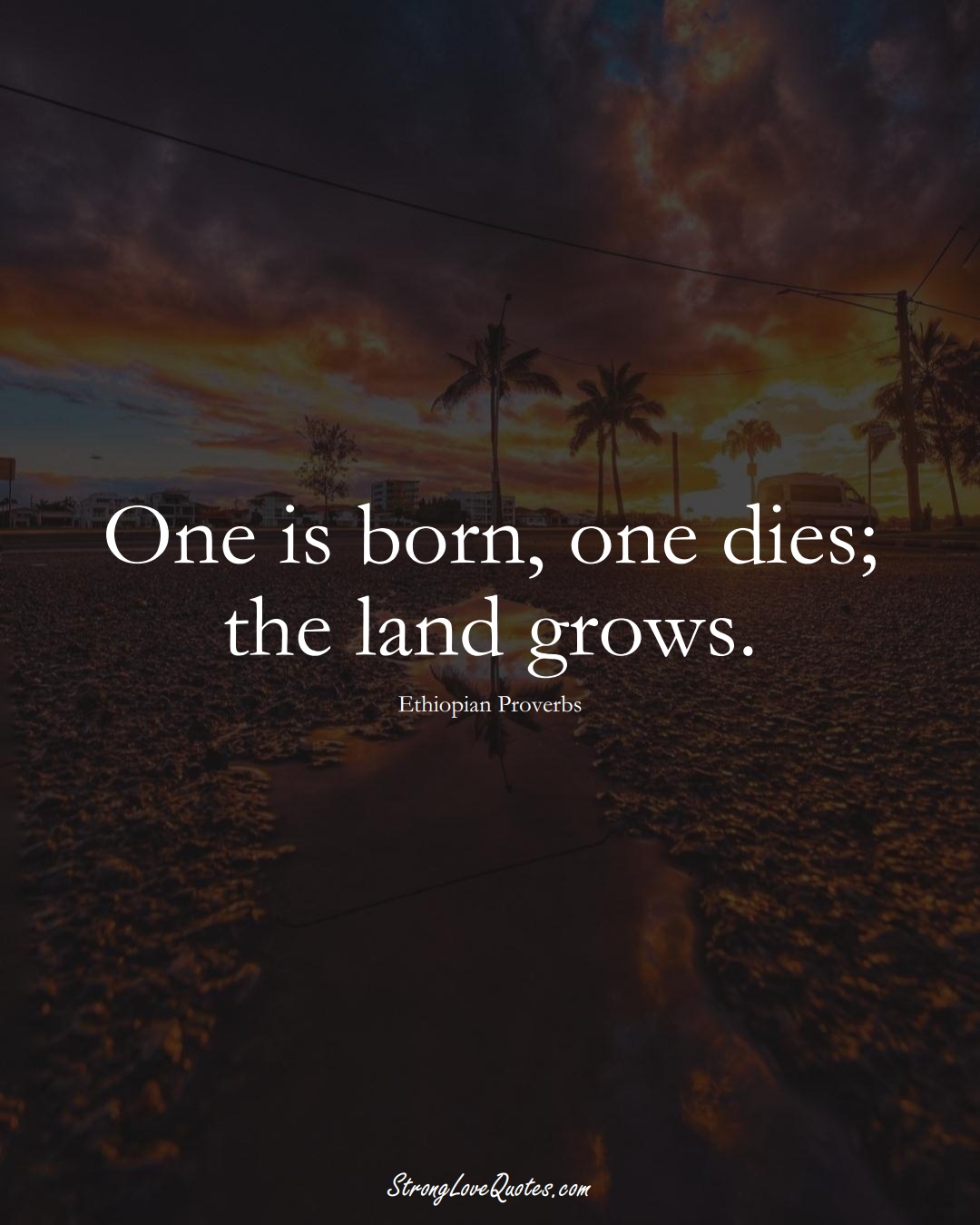 One is born, one dies; the land grows. (Ethiopian Sayings);  #AfricanSayings