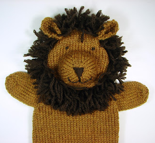 hand knit hand puppets toy animal lion
