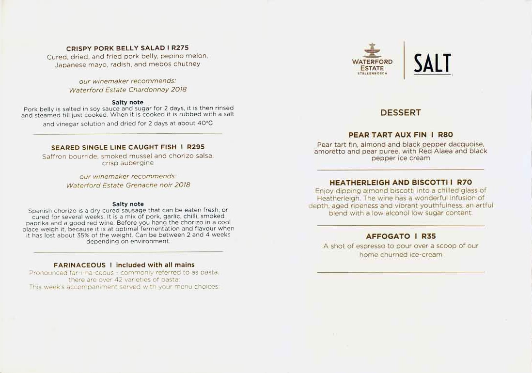 . SALT Restaurant at Waterford Estate