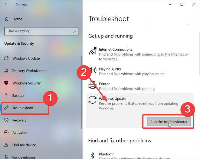 ejecutar el solucionador de problemas de actualización de Windows