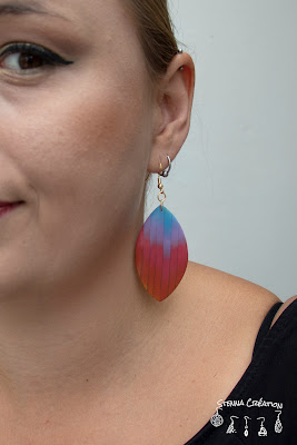 Boucles d'oreilles pâte polymère dégradé multicolore pastel sec Stenna