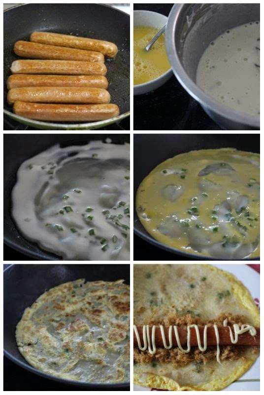 Nasi Lemak Lover Egg Pancake Roll with Sausage and Chicken floss