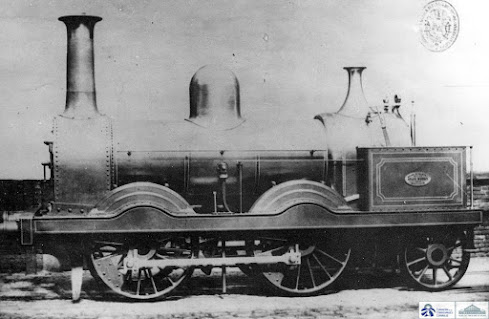 Primera imagen conocida de estas locomotoras (archivo Fernández Sanz)