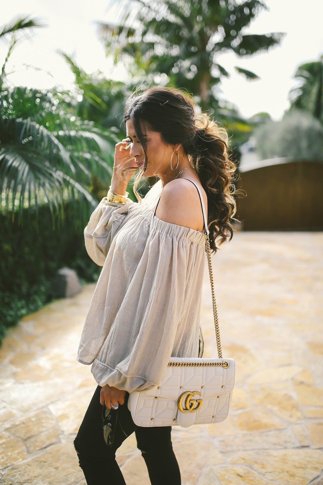 Emily Gemma, The sweetest thing blog, one teaspoon off the shoulder top, white valentino rockstud flats, Lana jewelry 14k necklace, black ripped maternity jeans, DL1961 maternity jeans, laguna beach fashion blog, laguna beach best places to eat, montage laguna beach The Loft review, spring fashion trends 2017, spring fashion pinterest, spring outfits pinterest, gucci marmot medium white bag, nixon gold watch with black face, the styled collection bracelets, spring outfit ideas with off the shoulder tops, laguna beach blog review