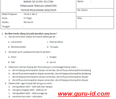 Soal essay pjok kelas 2 sd picture