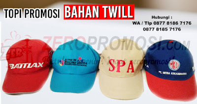 Produksi Topi promosi bahan twill, Souvenir Keren Topi Twill, konveksi topi di tangerang