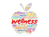 apple with the word wellness