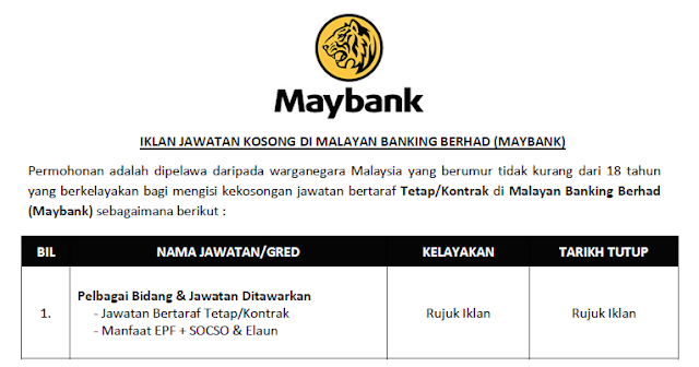 jawatan kosong maybank 2021