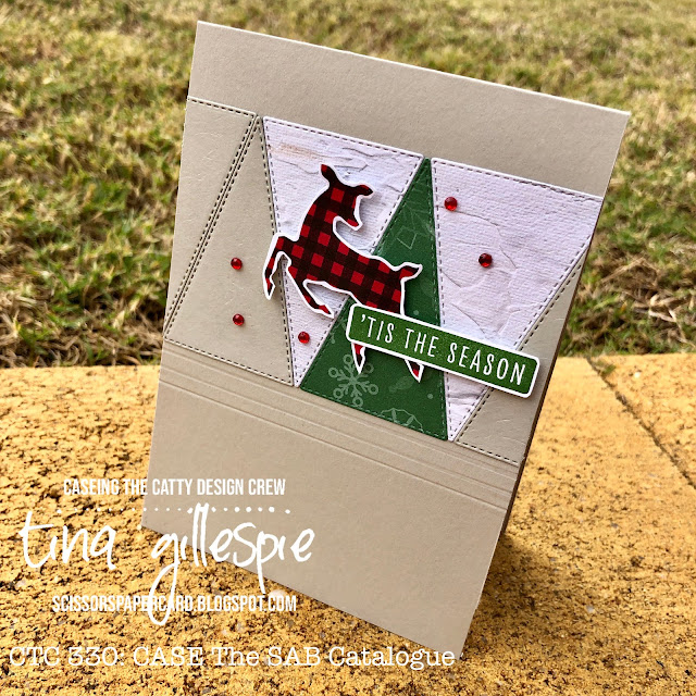 scissorspapercard, Stampin' Up!, CASEing The Catty, Christmas To Remember, Peaceful Prints DSP, Stitched Triangles Dies, Christmas Card