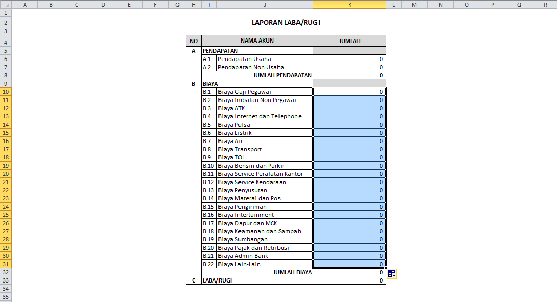 Template Excel Untuk Transaksi Harian dan Untuk Membuat Laporan Laba ...
