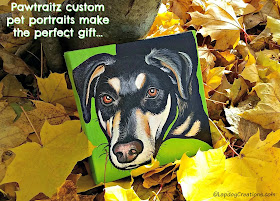 custom pet portrait in fall leaves