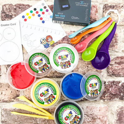 Flat lay picture showing a clay creators set