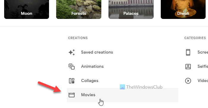 Cómo crear películas en Google Photos para web