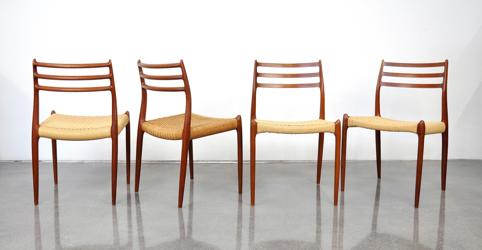 SELECT MODERN Set of Four Niels Otto Moller Model 78 Teak Dining Chairs for J.L. Moller