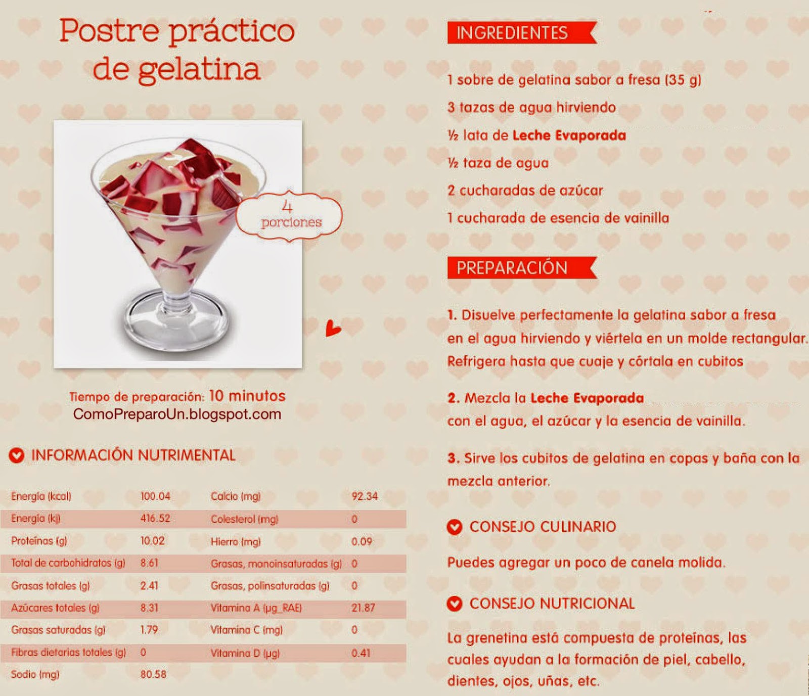 RECIPES - POSTRE PRÁCTICO DE GELATINA - Recetas por el Dia de San Valentín