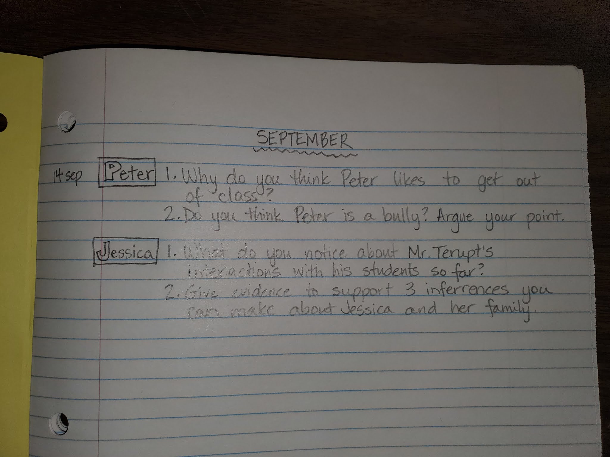 homework notes for students