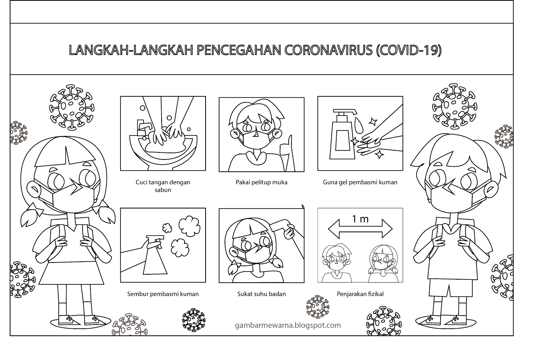 gambar mewarnai pencegahan covid 