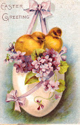 It's hard not to fall for the pretty frothy Easter scenes. easter chicks hanging egg basket 