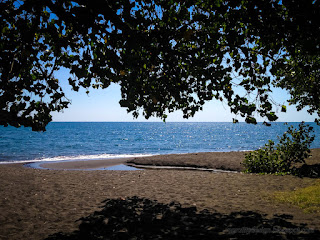 Natural Tropical Beach View Under The Shade Tree On A Sunny Day In The Dry Season At The Village Seririt North Bali Indonesia